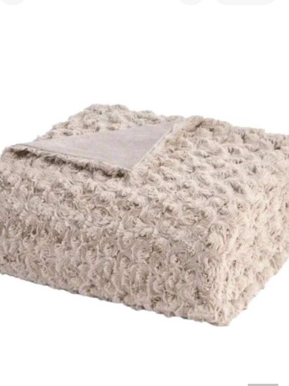 Casual Living Faux Fur Throw Blanket for Couch Sofa - Cream 60x70 Inches - Picture 3 of 4